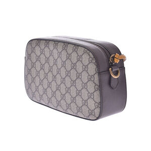 Gucci Shoulder Brown Beige Tan Leather GG Supreme Messenger Canvas Bag